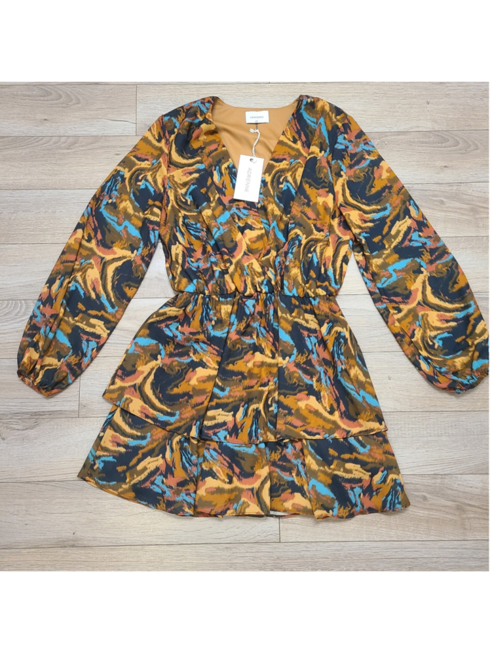 NEW Adrienne Boutique Brand Womens Fall Swirl Dress Lined Size M Preppy Autumn